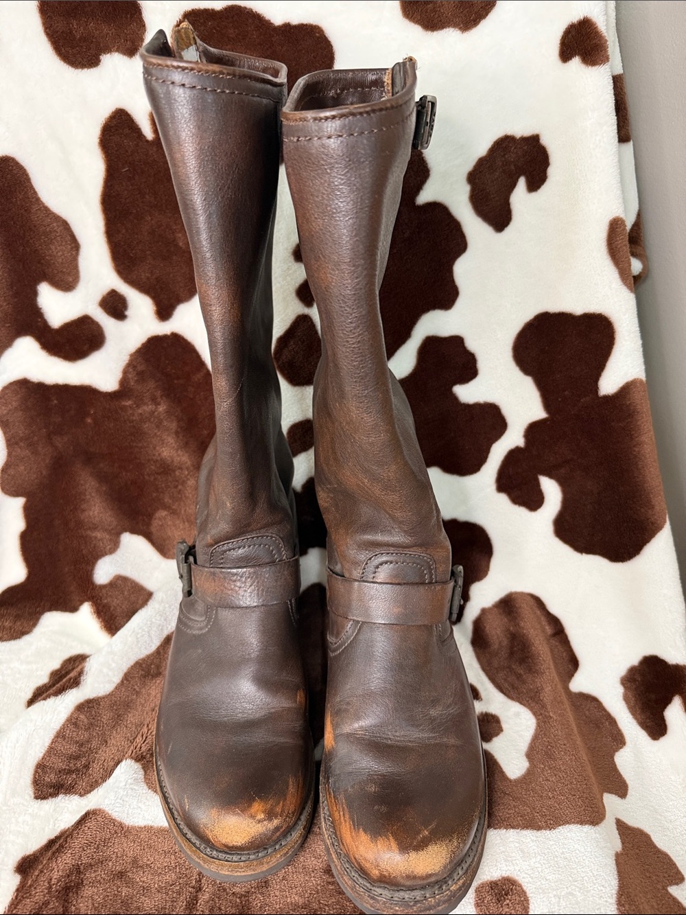 Frye Brown Suede and Leather Mixed-Material Detail - Picture 3 of 6